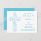 《キリスト教》洗礼式や命名式，洗礼招待状 – 青十字 招待状 (正面/裏面)