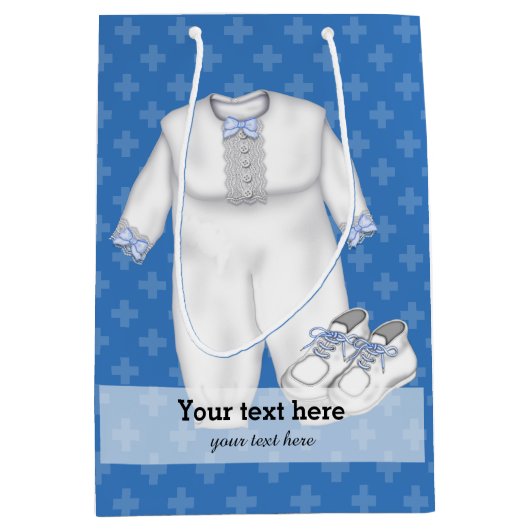 《キリスト教》洗礼式や命名式*背景色の選択 ミディアムペーパーバッグ (正面)