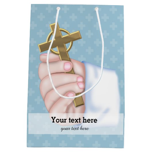 《キリスト教》洗礼式や命名式*背景色の選択 ミディアムペーパーバッグ (裏面)