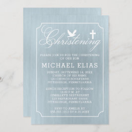 《キリスト教》洗礼式や命名式 | Boy DoveとCross Blue Water color 招待状