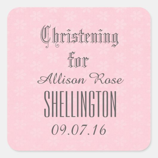 《キリスト教》洗礼式や命名式for girl PINK Tiny Flowers V04 スクエアシール (正面)