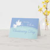《キリスト教》洗礼式や命名式for Son, Dove on Blue カード (黄色い花)