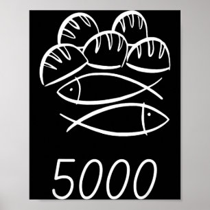 キリスト教 聖書 イエス 2匹の魚 5つのパン 5000人饗応 ポスター