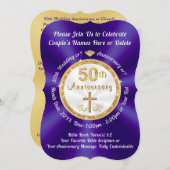 キリスト教 50周年パーティーの招待状 招待状 (正面/裏面)