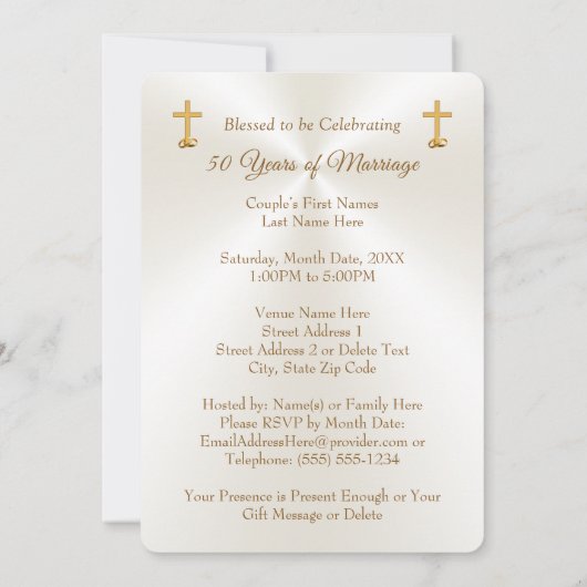 キリスト教 50周年 結婚記念日 招待状 (裏面)
