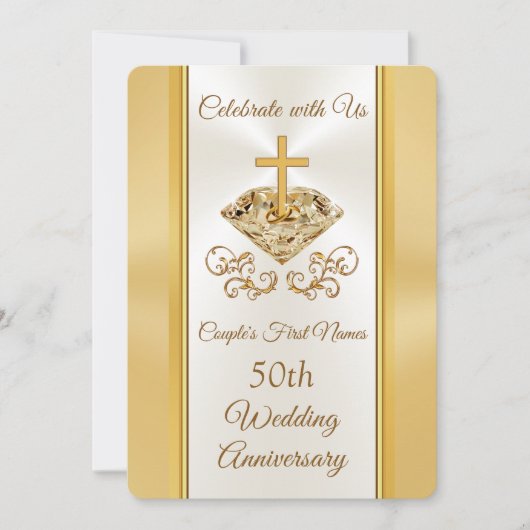 キリスト教 50周年 結婚記念日 招待状 (正面)