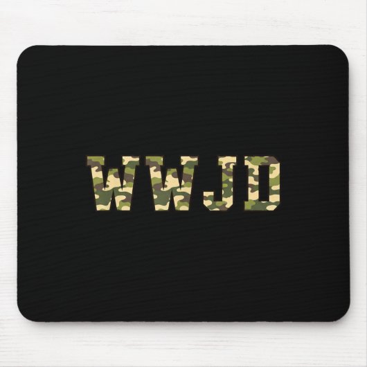 キリスト教 WWJD カモフラージュ 軍用 ハンティング 信仰 マウスパッド (正面)