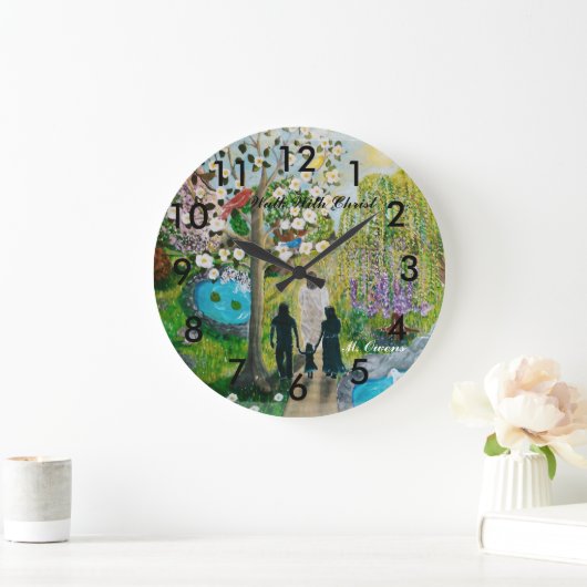 キリスト時計と数字を一緒に歩く ラージ壁時計 (ホーム)