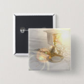 キリスト正方形Pinの体 缶バッジ (正面&裏面)