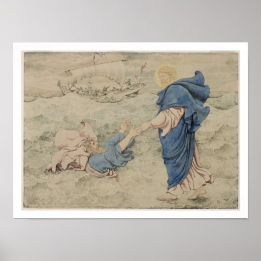キリスト歩くの水のスケッチ(紙の場合はc) ポスター (正面)