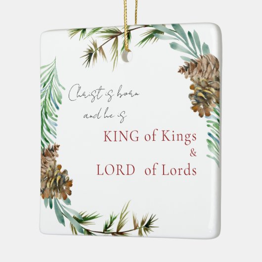 キリスト生まれは王の王のクリスマスカスタム セラミックオーナメント (左)