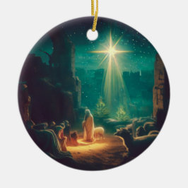 キリスト生まれは!ベツレヘム場面 セラミックオーナメント