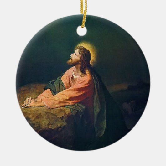 キリスト祈は園にいる セラミックオーナメント (正面)