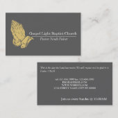 キリスト祈教の手の牧師キリスト教カード 名刺 (正面/裏面)