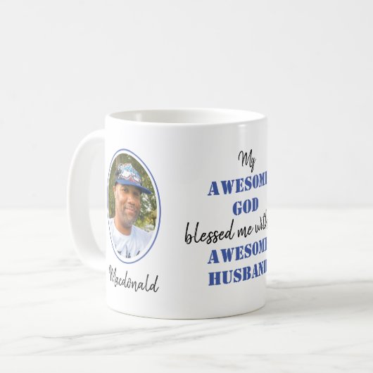キリスト素晴らし教の神素晴らし夫の写真 コーヒーマグカップ (正面左)
