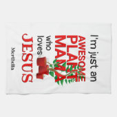 キリスト素晴らし教植物ママはイエスを愛する キッチンタオル (横)