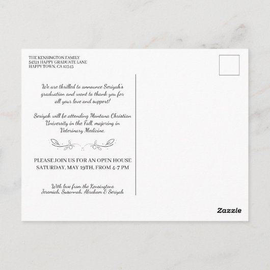 キリスト素朴教卒業聖書の聖句 ポストカード (裏面)