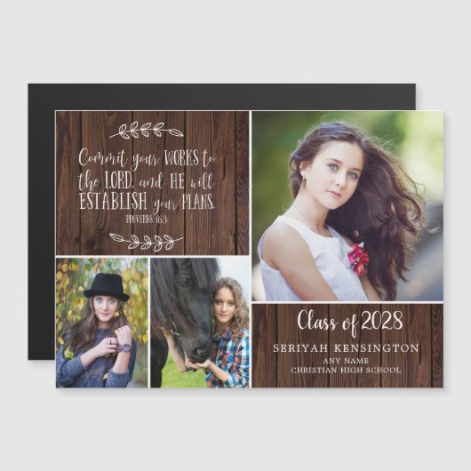 キリスト素朴教卒業聖書の聖句 マグネット招待状 (正面/裏面)