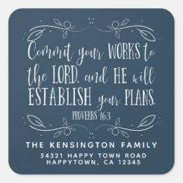 キリスト素朴教聖書聖句タイポグラフィの住所 スクエアシール