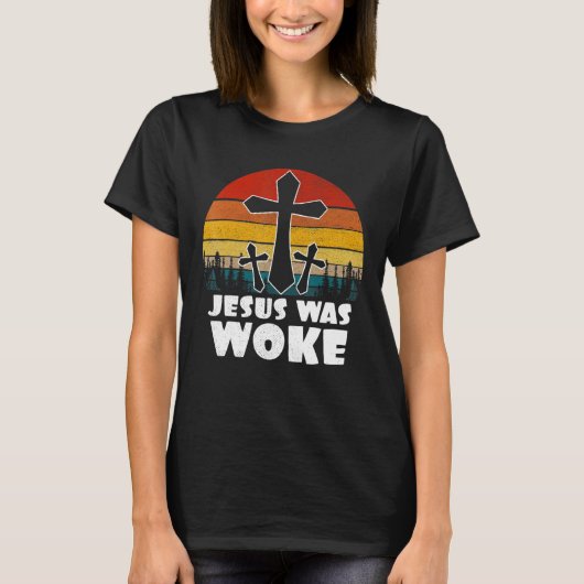 キリスト自由主義の教徒の民主党員イエスは目覚めた衣装だった Tシャツ (正面)
