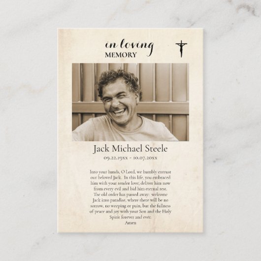 キリスト記念写真の情熱祈りの言葉カード プレイスカード (正面)