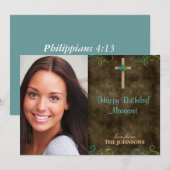 キリスト誕生日パーティーの写真 私はすべてのことができます 招待状 (正面/裏面)