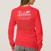 キリスト誕生 信じる イエス クリスマス 赤 長袖 Tシャツ (裏面)