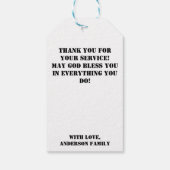 キリスト賛美教警察の細いブルーライン国旗 ギフトタグ (裏面)