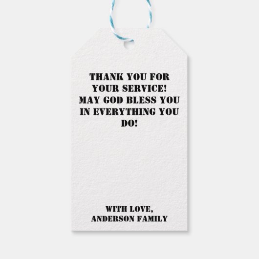 キリスト賛美教警察の細いブルーライン国旗 ギフトタグ (裏面)