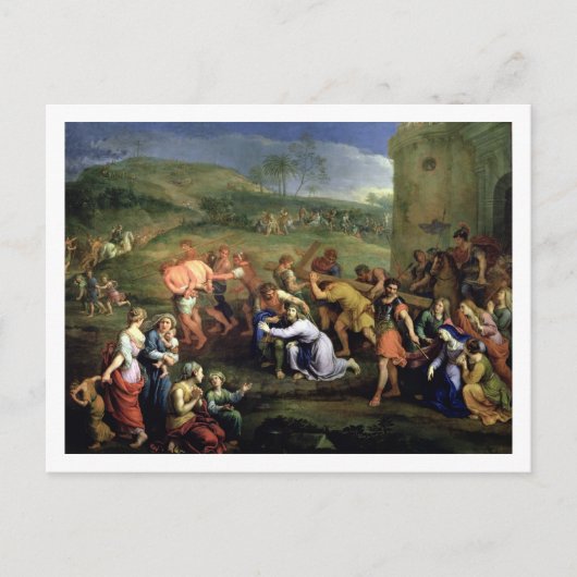 キリスト運の十字架1684年(キャンバス上の油) ポストカード (正面)