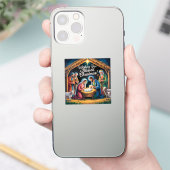 キリスト降生のシーンのクリスマスグリーティング シール (スマートフォン)