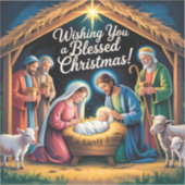 キリスト降生のシーンのクリスマスグリーティング シール (正面)