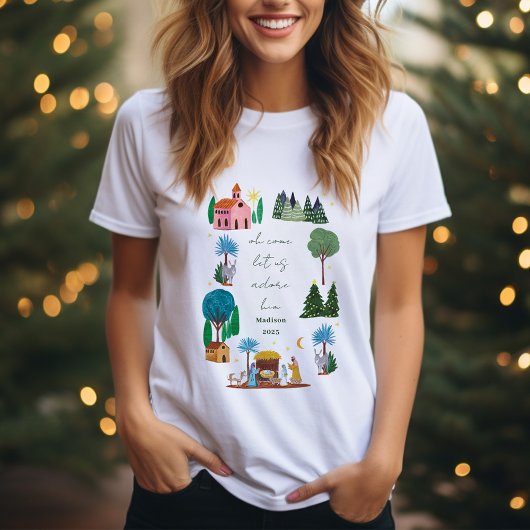 キリスト降生のシーン宗教的デザイン  Tシャツ