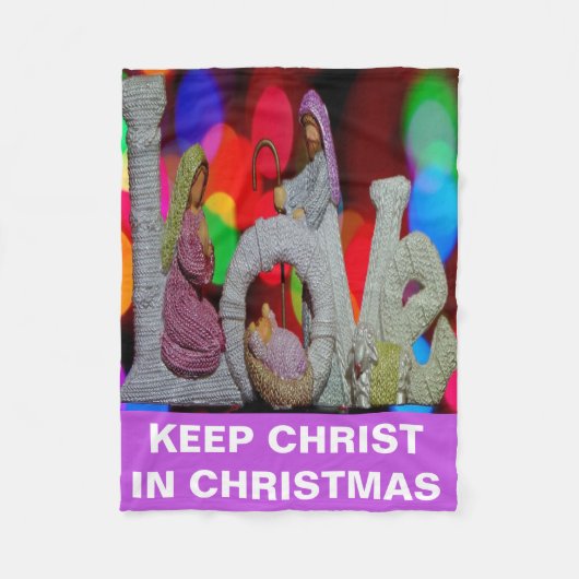 キリスト降誕のシーンに愛を込めてクリスマスの本質を表現 フリースブランケット (正面)