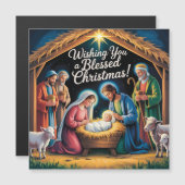 キリスト降誕のシーンのクリスマスグリーティング (正面/裏面)
