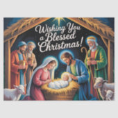 キリスト降誕のシーンのクリスマスグリーティング 薄葉紙 (正面)