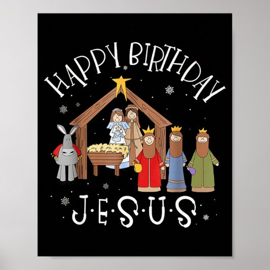 キリスト降誕 お誕生日おめでとう イエス様 クリスマス 降誕 ポスター (正面)