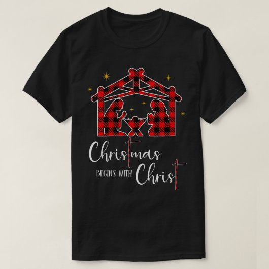 キリスト・イエス・クロス・クリスチャンからクリスマスが始まる Tシャツ (デザイン正面)