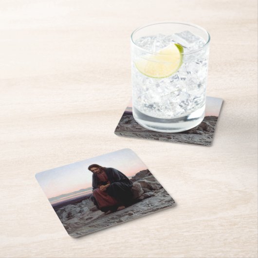 キリスト・イン・ザ・ウィルダネス、イヴァン・クラムスコイ スクエアペーパーコースター (インサイチュ)