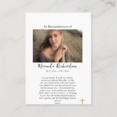 キリスト・カトリック葬儀の情熱祈りの言葉カード プレイスカード (裏面)