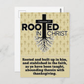 キリスト・コロサイに根ざした2:7聖書の聖句 ポストカード (正面/裏面)