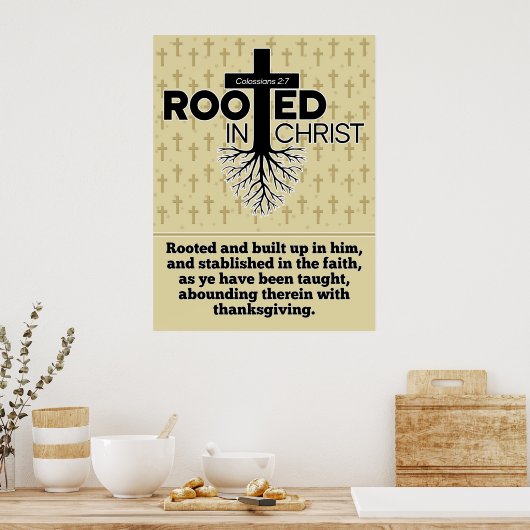 キリスト・コロサイ人に根ざした聖書の聖句の比率3:4 ポスター (キッチン)
