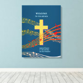 キリスト・ザ・センターキリスト教崇拝 キャンバスプリント (インサイチュ (ウッドフロア))