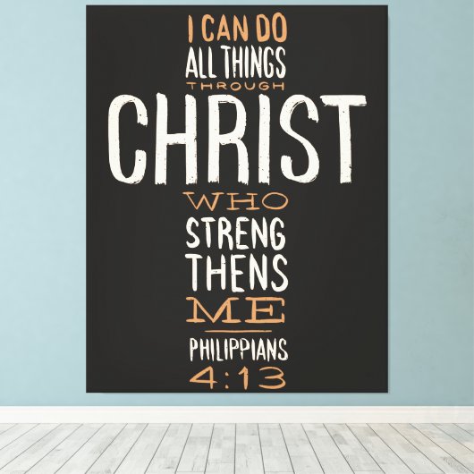 キリスト・バイブルの聖句を通して私は全てのことを行うことができる キャンバスプリント (インサイチュ (ウッドフロア))