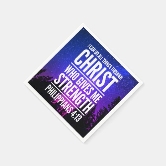 キリスト・バイブルの聖句を通して私は全てのことを行うことができる スタンダードカクテルナプキン (角)