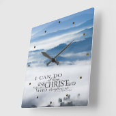 キリスト・バイブル・バースを通して私は全てのことを行うことができる スクエア壁時計 (傾斜)