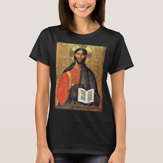 キリスト・パントクラトール正教会イコン 16世紀 Tシャツ (正面)