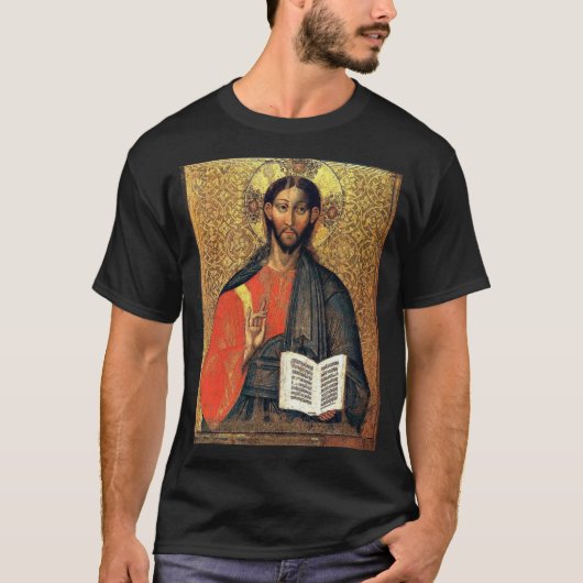 キリスト・パントクラトール正教会イコン 16世紀 Tシャツ (正面)