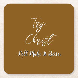 キリスト・ブラウンを試してみて スクエアペーパーコースター