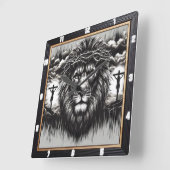 キリスト・ライオンカルヴァリ宗教 スクエア壁時計 (傾斜)